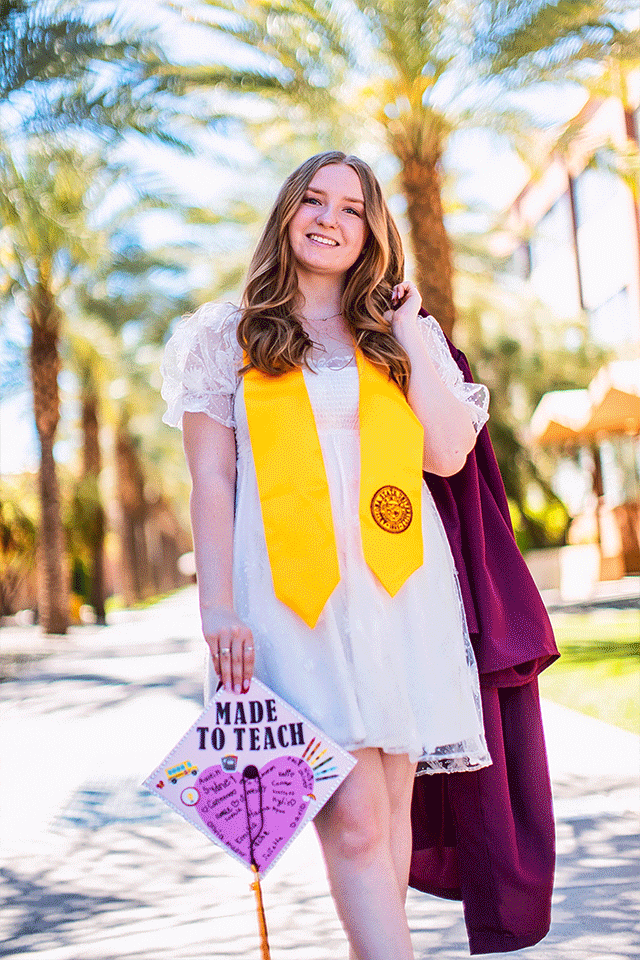 ASU graduate at Hayden Library