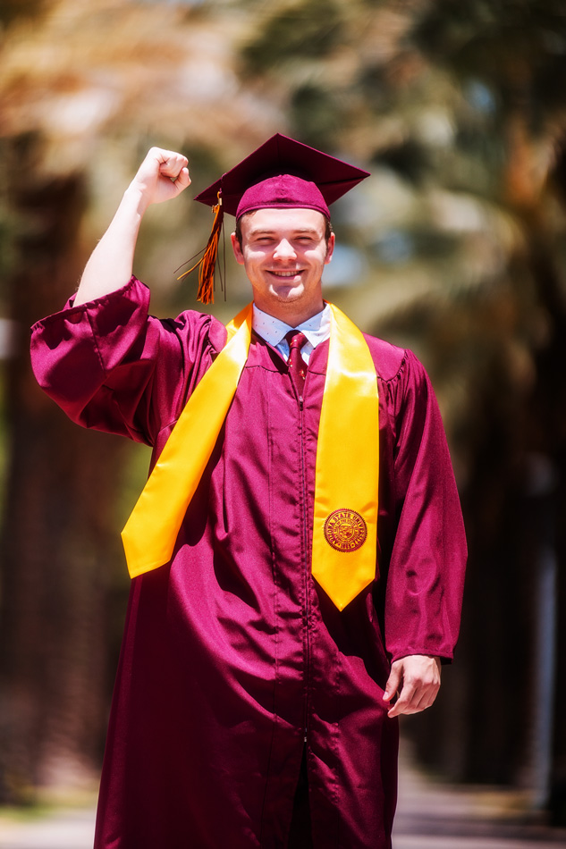 ASU graduation portrait with diploma